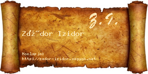 Zádor Izidor névjegykártya